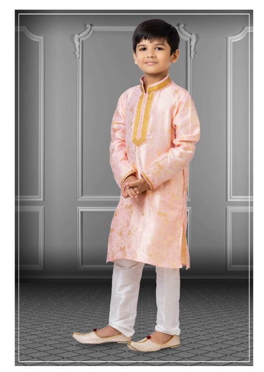 Picture of Fascinating Linen Silk Pink Kurta Pajama