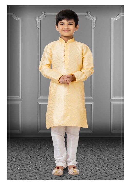 Picture of Radiant Linen Silk Light Yellow Kurta Pajama