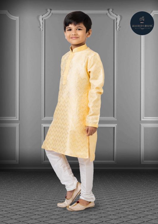 Picture of Radiant Linen Silk Light Yellow Kurta Pajama