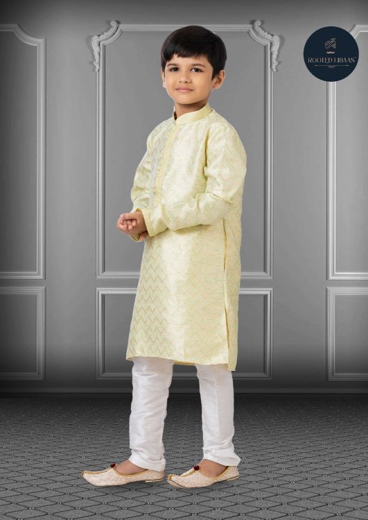 Picture of Stunning Linen Silk Cream Kurta Pajama