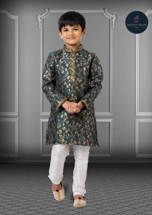 Picture of Sublime Jacquard Silk Green Kurta Pajama