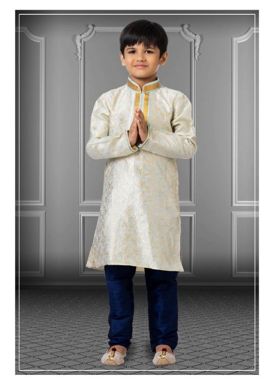 Picture of Excellent Linen Silk Sky Blue Kurta Pajama