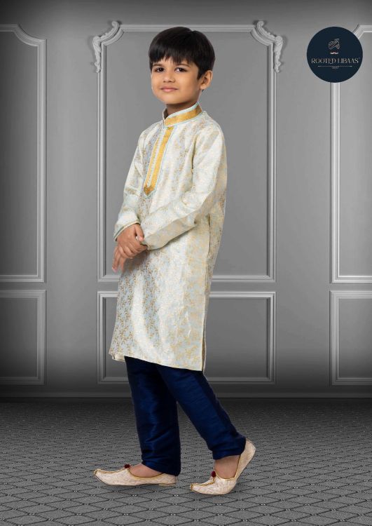 Picture of Excellent Linen Silk Sky Blue Kurta Pajama