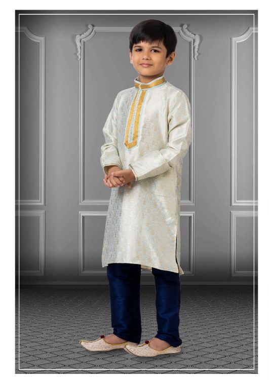 Picture of Grand Linen Silk Sky Blue Kurta Pajama