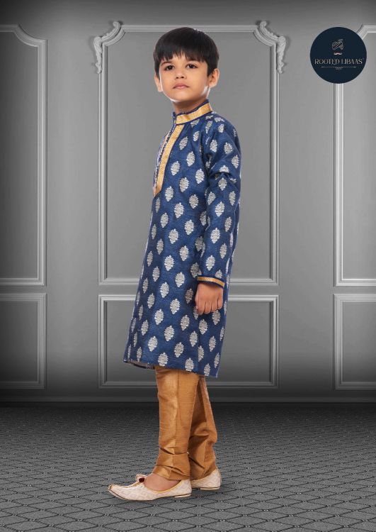 Picture of Sightly Jacquard Silk Blue Kurta Pajama