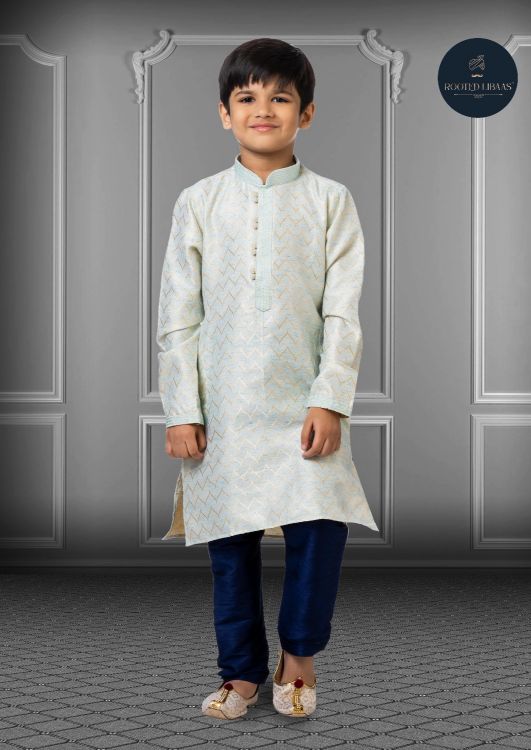 Picture of Grand Linen Silk Sky Blue Kurta Pajama