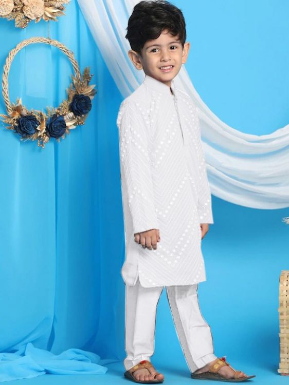 Picture of Pleasing Georgette White Kurta Pajama