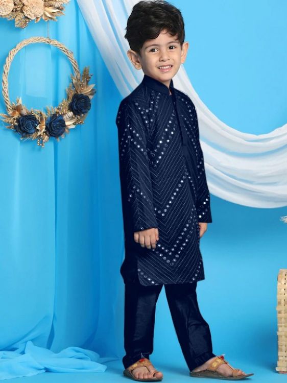 Picture of Alluring Georgette Navy Blue Kurta Pajama