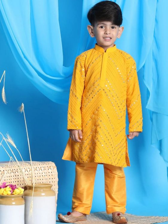 Picture of Resplendent Georgette Mustard Kurta Pajama