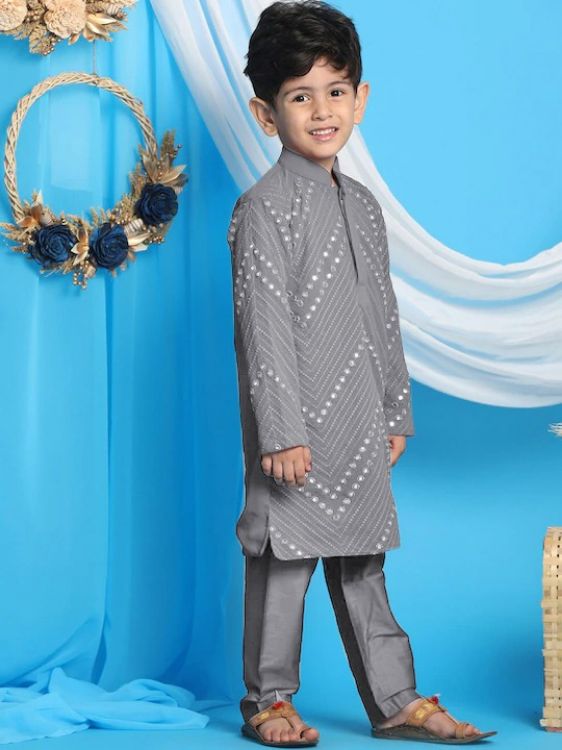 Picture of Gorgeous Georgette Grey Kurta Pajama