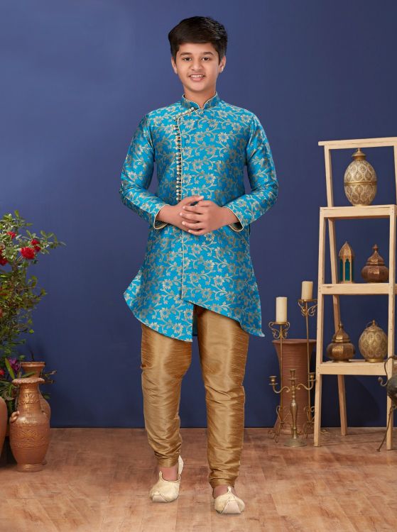 Picture of Marvelous Heavy Silk Sky Blue Indo Western