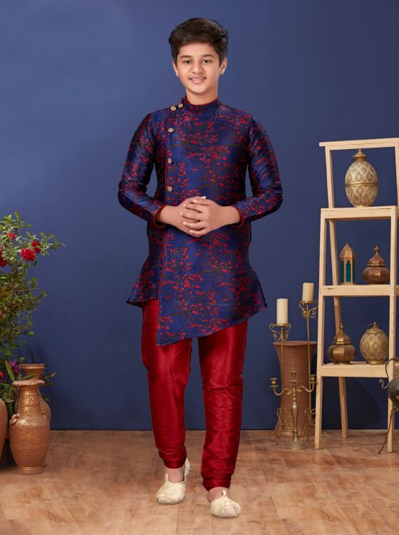 Picture of Charming Heavy Silk Blue Indo Western
