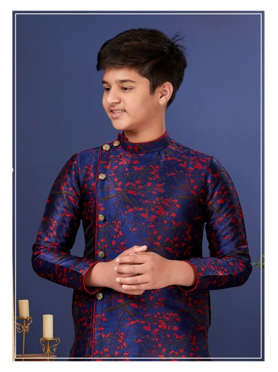 Picture of Charming Heavy Silk Blue Indo Western