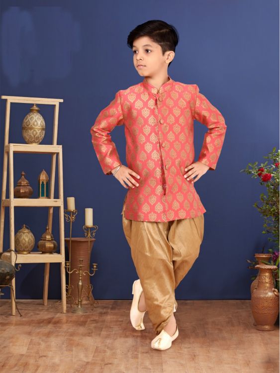 Picture of Amazing Jacquard Silk Pink Indo Western