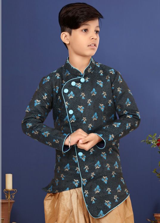 Picture of Magnificent Jacquard Silk Black Indo Western