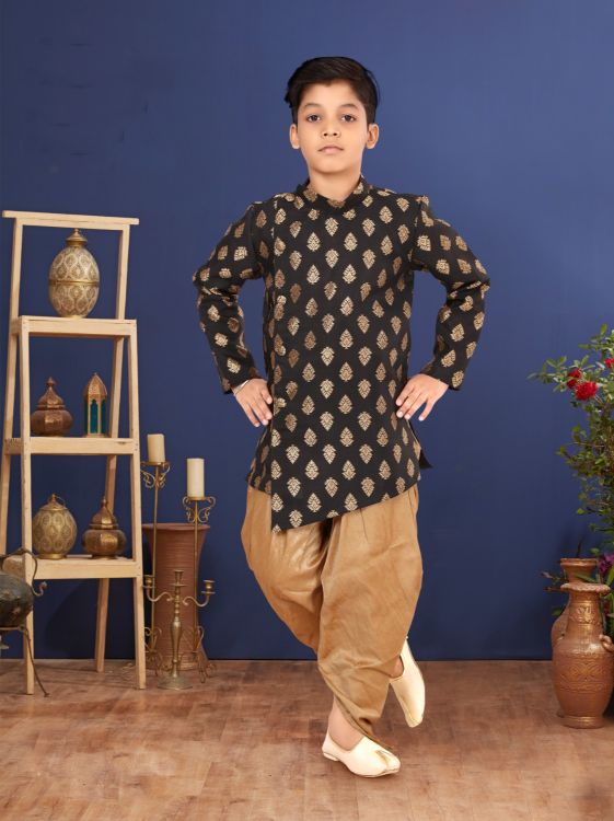 Picture of Magnificent Jacquard Silk Black Indo Western