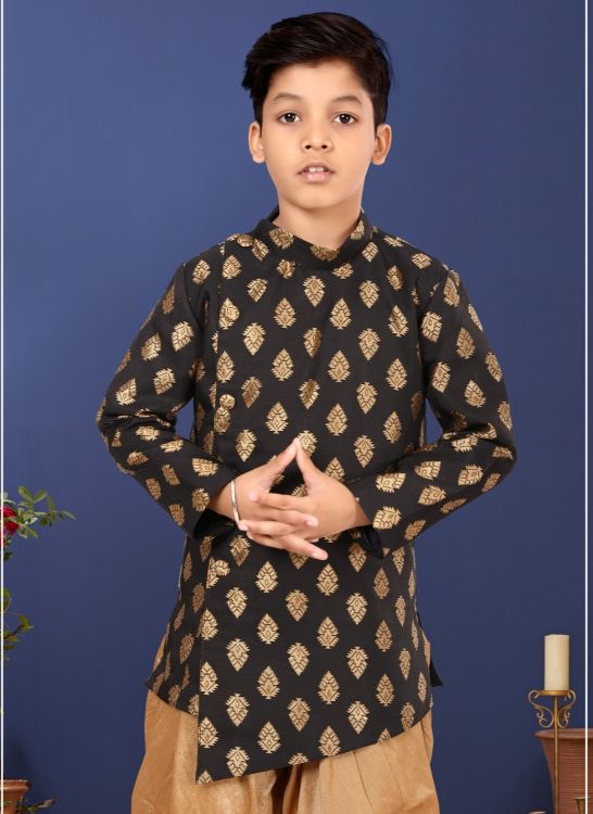 Picture of Magnificent Jacquard Silk Black Indo Western