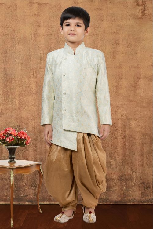 Picture of Gorgeous Jacquard Silk Sky Blue Indo Western