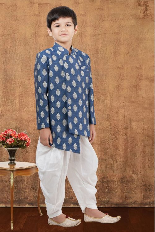 Picture of Appealing Jacquard Silk Blue Indo Western