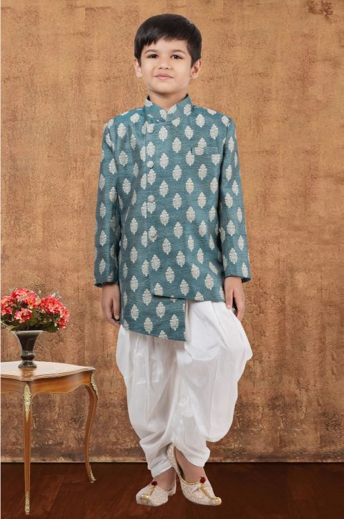 Picture of Bewitching Jacquard Silk Mint Green Indo Western
