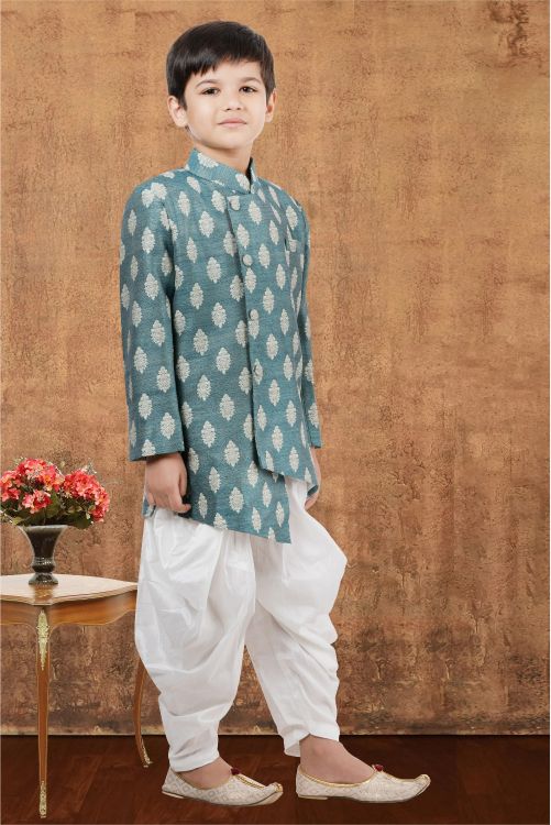 Picture of Bewitching Jacquard Silk Mint Green Indo Western