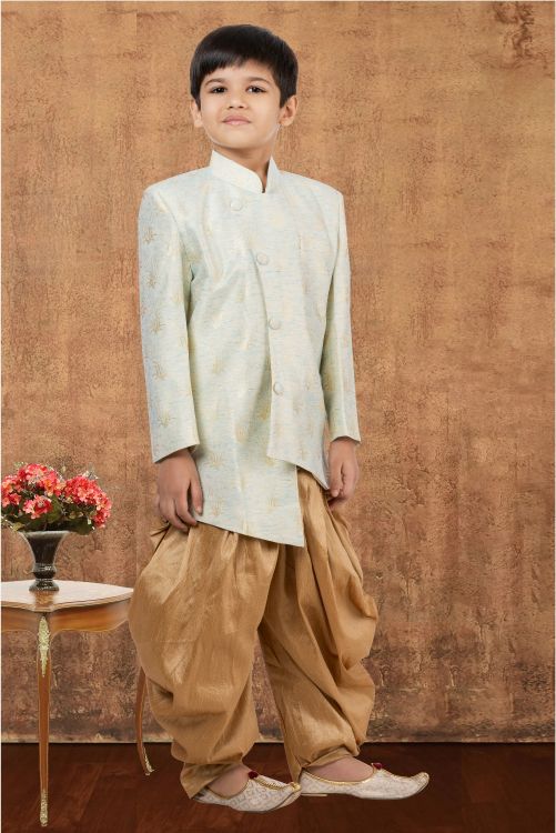 Picture of Statuesque Jacquard Silk Sky Blue Indo Western
