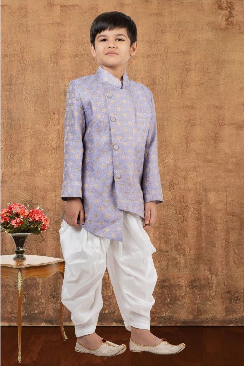 Picture of Elegant Jacquard Silk Light Purple Indo Western