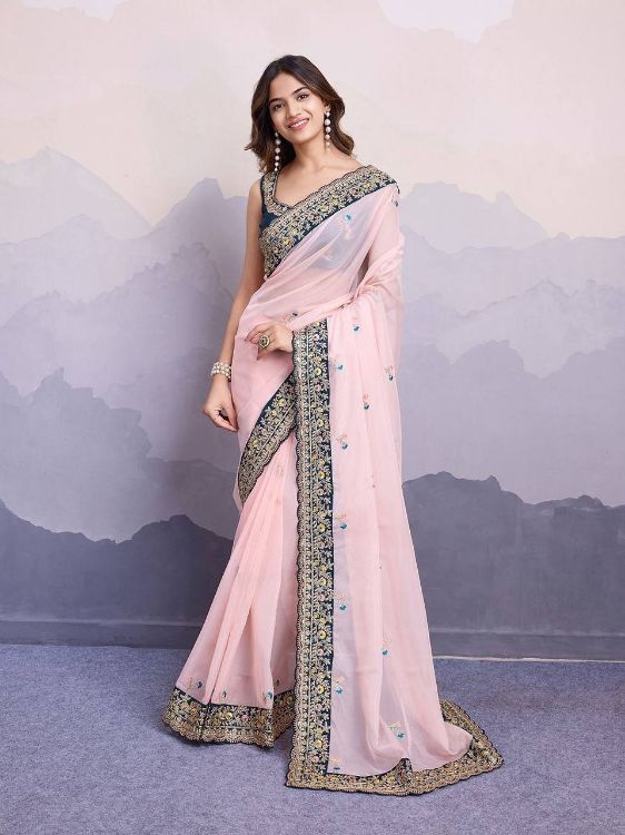 Picture of Radiant Organza Baby Pink Saree