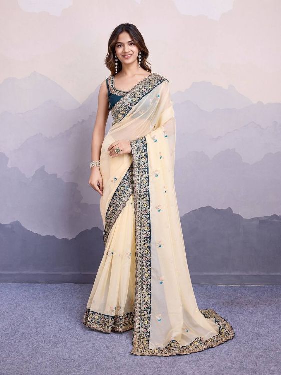 Picture of Comely Organza Cream Saree