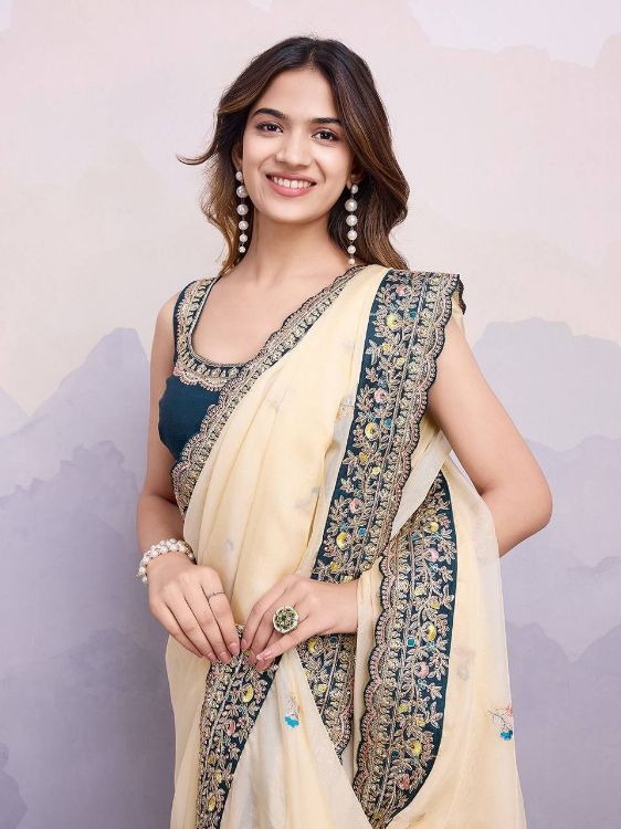 Picture of Comely Organza Cream Saree