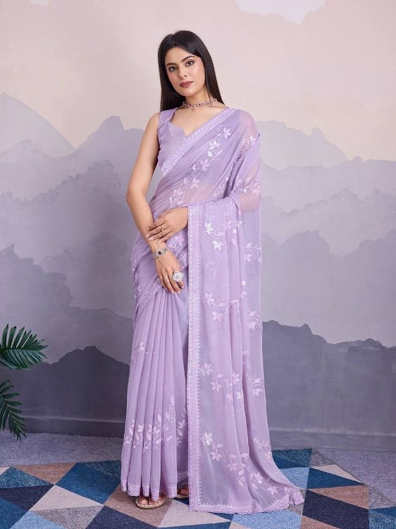 Picture of Nice Simmer Chiffon Lavender Saree