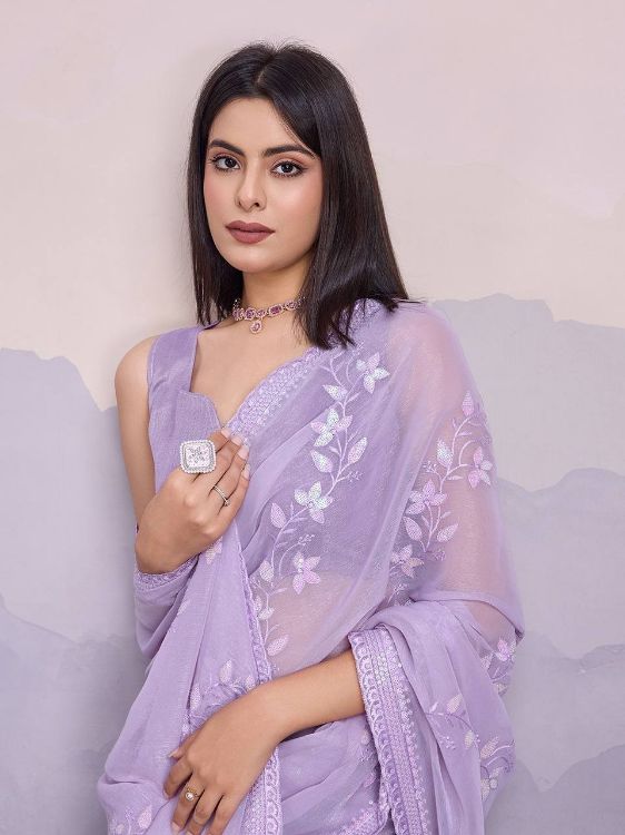 Picture of Nice Simmer Chiffon Lavender Saree