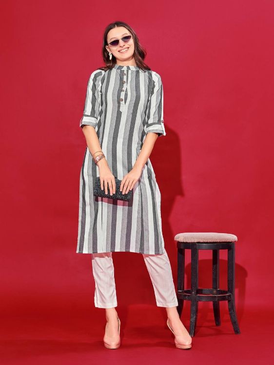 Picture of Beautiful Heavy Cotton Grey Readymade Kurti