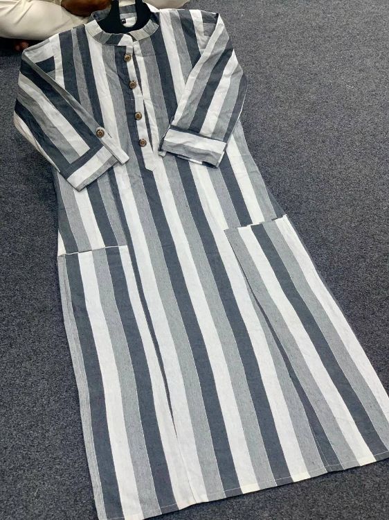 Picture of Beautiful Heavy Cotton Grey Readymade Kurti