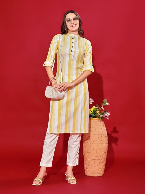 Picture of Wonderful Heavy Cotton Yellow Readymade Kurti