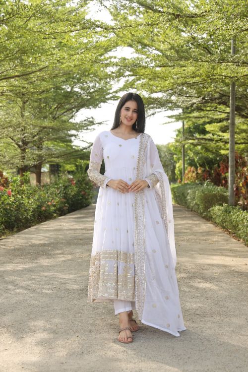 Picture of Radiant Georgette White Readymade Suits