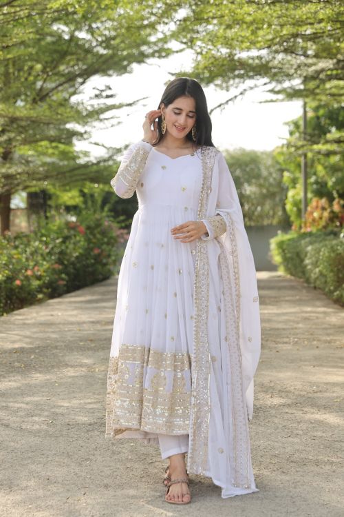 Picture of Radiant Georgette White Readymade Suits