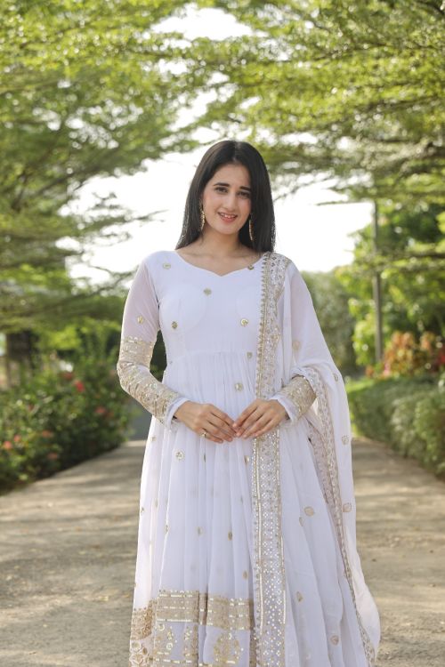 Picture of Radiant Georgette White Readymade Suits