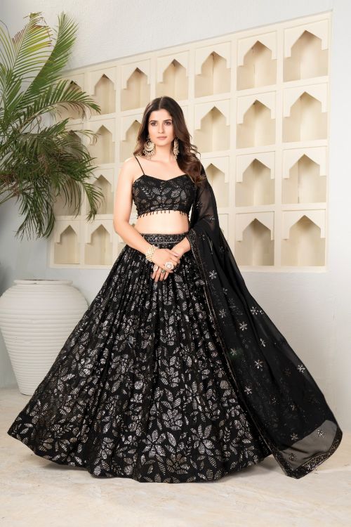 Picture of Ideal Georgette Black Lehenga Choli