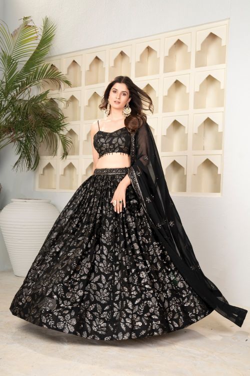 Picture of Ideal Georgette Black Lehenga Choli