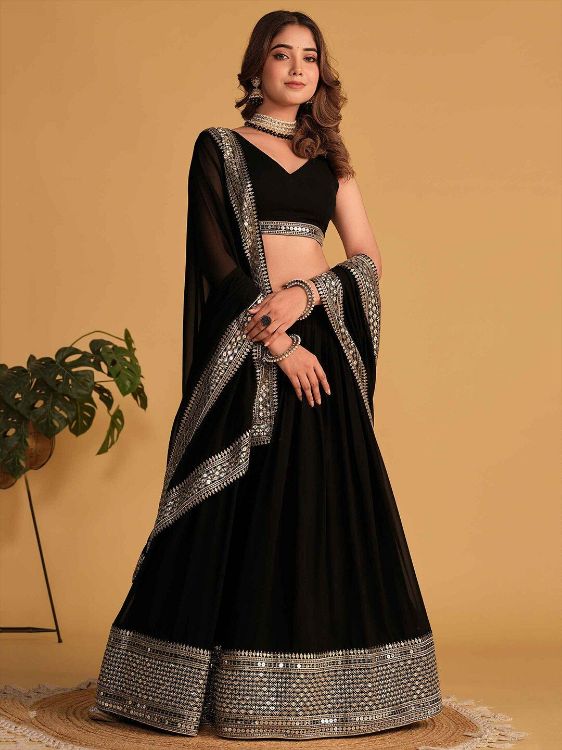 Picture of Classy Georgette Black Lehenga Choli