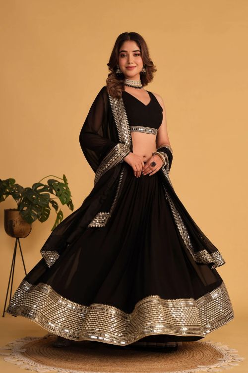 Picture of Classy Georgette Black Lehenga Choli