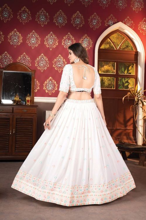 Picture of Enticing Georgette White Lehenga Choli