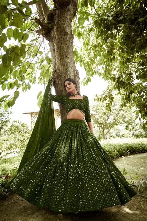 Picture of Grand Georgette Olive Lehenga Choli