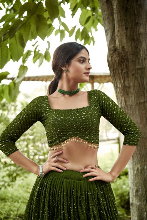 Picture of Grand Georgette Olive Lehenga Choli