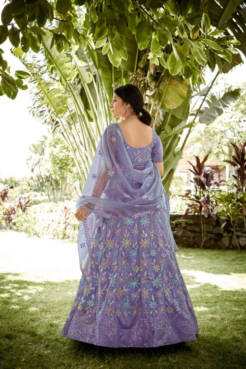 Picture of Fine Silk Net Lavender Lehenga Choli