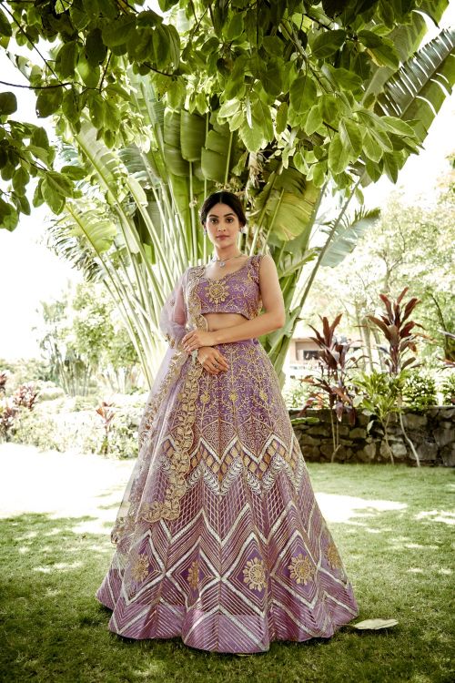 Picture of Alluring Net Lavender Lehenga Choli