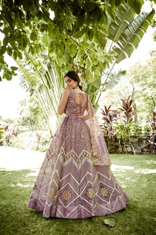 Picture of Alluring Net Lavender Lehenga Choli