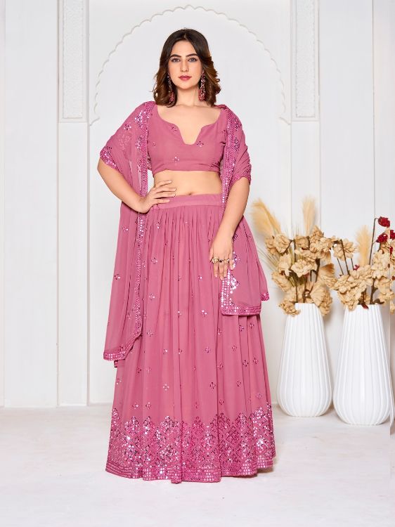 Picture of Beautiful Georgette Pink Lehenga Choli