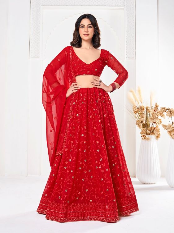 Picture of Charming Georgette Red Lehenga Choli